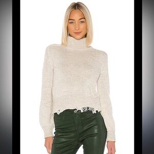 Lovers and Friends Revolve Granite Turtleneck Sweater in Stone Lamb Wool Blend